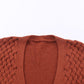 Women's Full SIze Brown Woven Open Front Longline Cardigan with Pockets