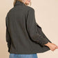 Culture Code Full Size Ruched Open Front Long Sleeve Jacket