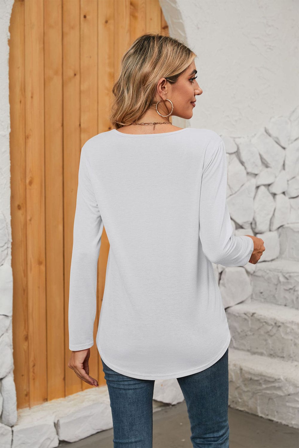 Full Size Square Neck Long Sleeve T-Shirt