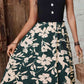 Forest Green Two-Tone Decorative Button Frilled Dress