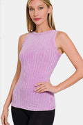 Zenana Ribbed Washed Round Neck Tank - Brand Zenana *