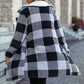 Adrien Planet Black Full Size Plaid Open Front Coat with Pockets