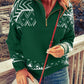 Zip-Up Mock Neck Dropped Shoulder Pullover Sweater