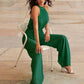 Cutout Tied Pleated Sleeveless Jumpsuit