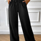 Drawstring Wide Leg Pants with Pocketed