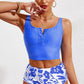 NY SUN Full Size Half Snap Square Neck Tankini Set
