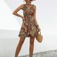 Smocked Printed V-Neck Mini Dress