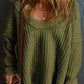 Ribbed Round Neck Dropped Shoulder Sweater
