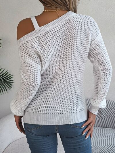 Allissa Asymmetrical Neck Cold Shoulder Long Sleeve Sweater