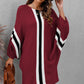 Ribbed Round Neck Long Sleeve Sweater Dress