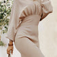 Ruched Lantern Sleeve Dress