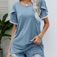 Malibu Dreams Pom-Pom Trim Flutter Sleeve Round Neck Tee