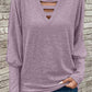 Cutout Round Neck Long Sleeve T-Shirt