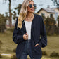 Zip Up Drawstring Long Sleeve Hooded Jacket