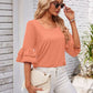 Ruffled Suqare Neck Half Sleeve Blouse