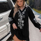 Plus Size Embroidered Long Sleeve Mini Dress