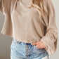 Round Neck Drop Shoulder Long Sleeve Top