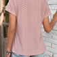 Eyelet V-Neck Short Sleeve T-Shirt