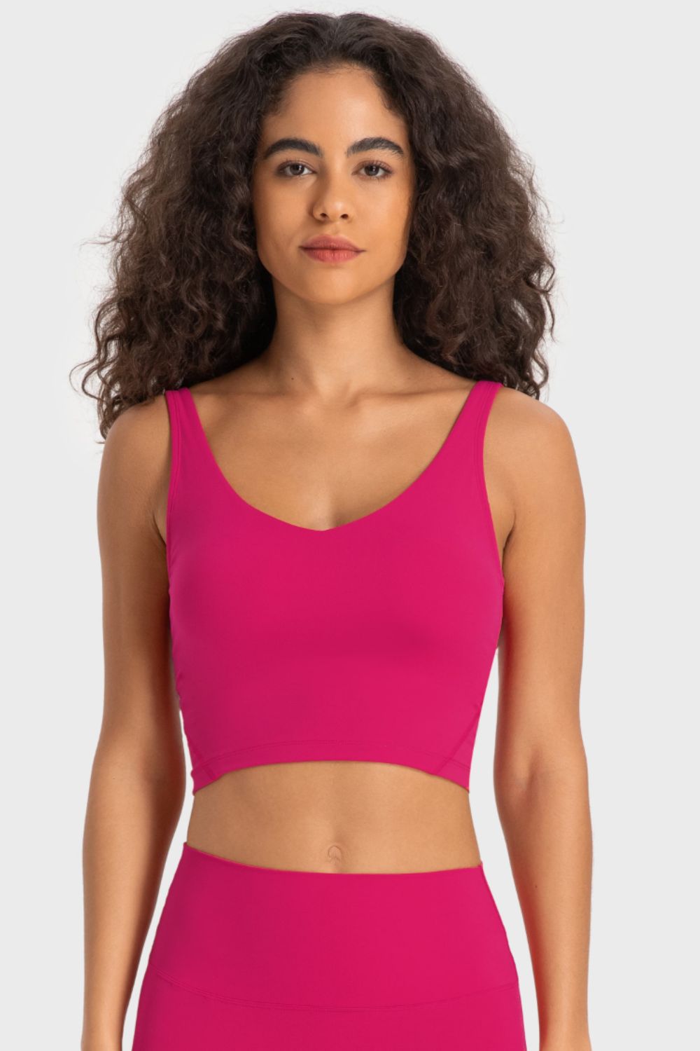 Deep V-Neck Crop Sports Bra in Assorted Colors