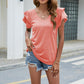 Full Size V-Neck Flutter Sleeve T-Shirt