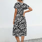 Printed V-Neck Short Sleeve Dress