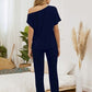Round Neck Top and Pants Lounge Set