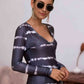 Tie-Dye Plunge Long Sleeve Top