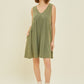 HEYSON Full Size Texture V-Neck Sleeveless Flare Mini Dress