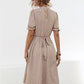 Printed Mock Neck Flounce Sleeve Dress