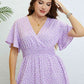 Plus Size Lavender Printed Smocked Waist Surplice Dress