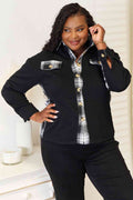 Double Take Plaid Collared Dropped Shoulder Jacket *