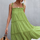 Women's Tie-Shoulder Frill Trim Sleeveless Dress