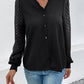 Mesh V-Neck Button Front Blouse