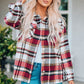 Plaid Button Front Shirt Jacket with Breast Pockets