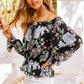 Women's Full Size Floral Tied Off-Shoulder Flounce Sleeve Peplum Blouse