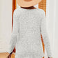 Eyelet Ribbed Round Neck Long Sleeve T-Shirt