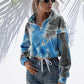 Tie-Dye Quarter Zip Dropped Shoulder Sweatshirt