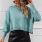 Round Neck Dropped Shoulder Pullover Sweater