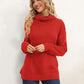 Slit Turtleneck Dropped Shoulder Sweater