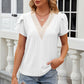 Eyelet V-Neck Petal Sleeve T-Shirt