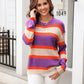 Color Block Round Neck Dropped Shoulder Sweater