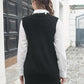 Zoe&Hannah Frayed Hem Slit Black Sweater Vest
