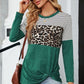 Leopard Striped Round Neck T-Shirt
