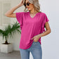 Women's JAYLEEN Full Size Notched Neck Flutter Sleeve Tee