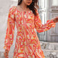 Abstract Print Square Neck Smocked Dress