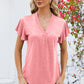 V-Neck Flutter Sleeve T-Shirt