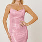 Women's DentaCosmo Sequin Spaghetti Strap Mini Wrap Dress