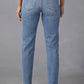 Distressed Raw Hem Straight Jeans with Pockets