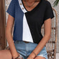 Women's Bryony Color Block Decorative Button V-Neck Tee