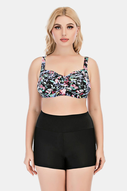 Sammi Plus Size Floral Ruched Two-Piece Swim Set